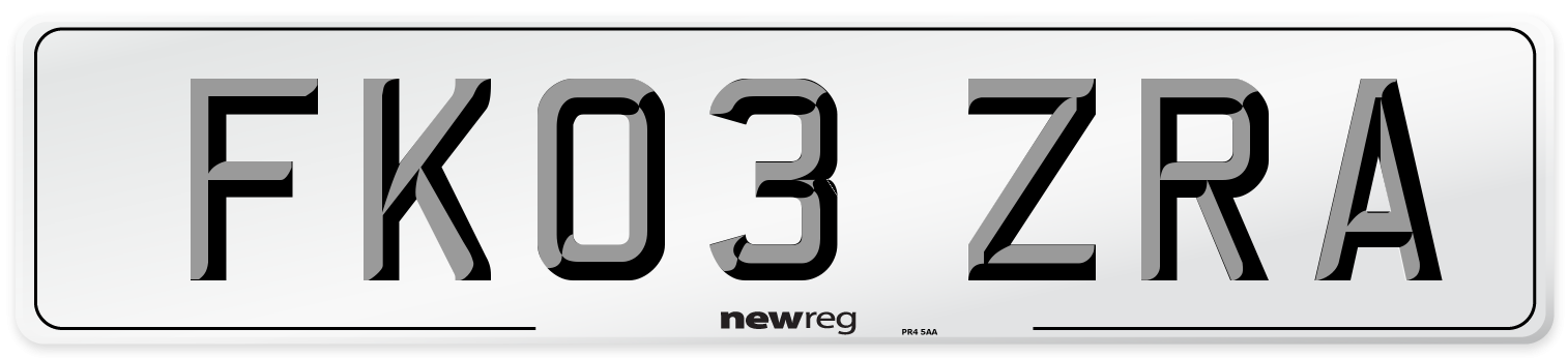 FK03 ZRA Number Plate from New Reg